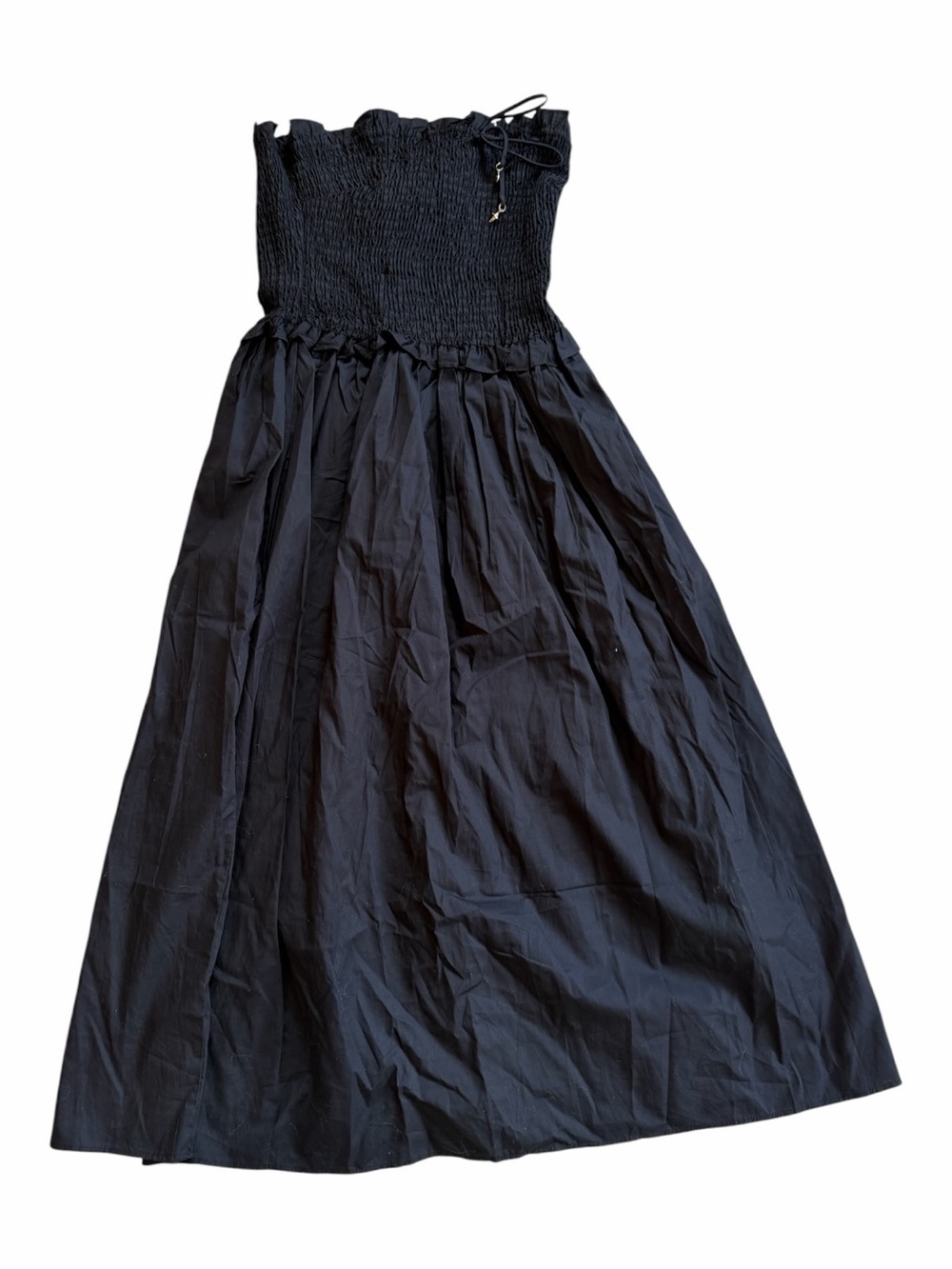 H&M Black Strapless Smocked Maxi Dress